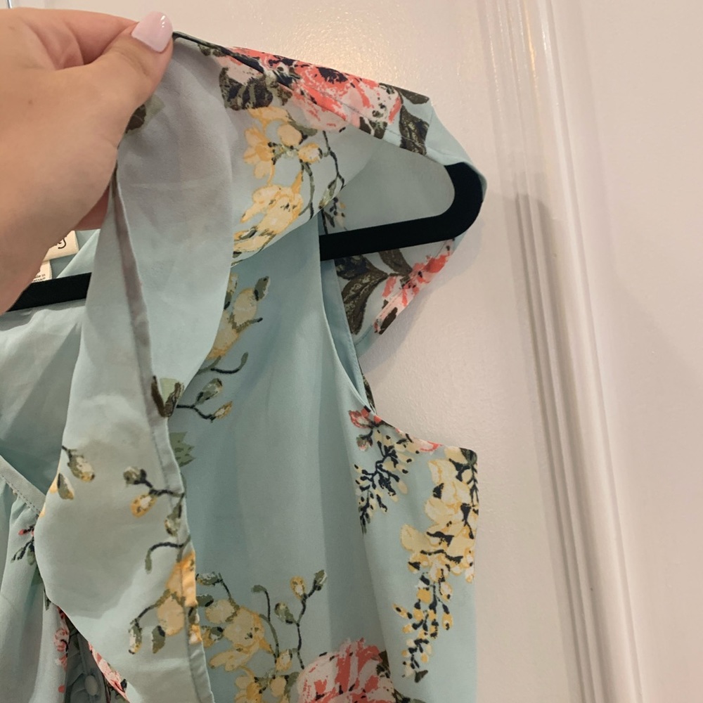 Flowy floral turquoise ruffle dress - Picture 2 of 6